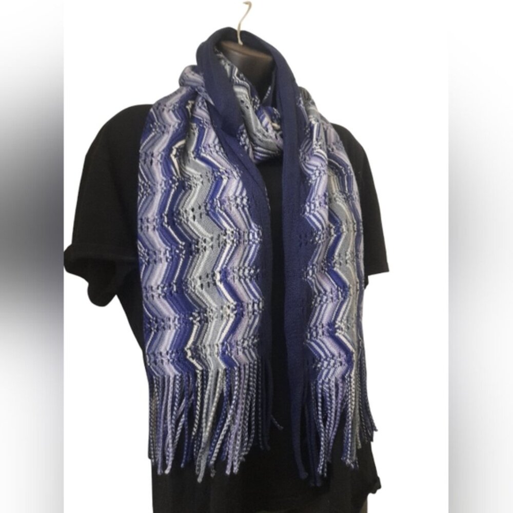 Missoni - Aztec Wave Zig Zag Long Fringe Scarf - Picture 4 of 7